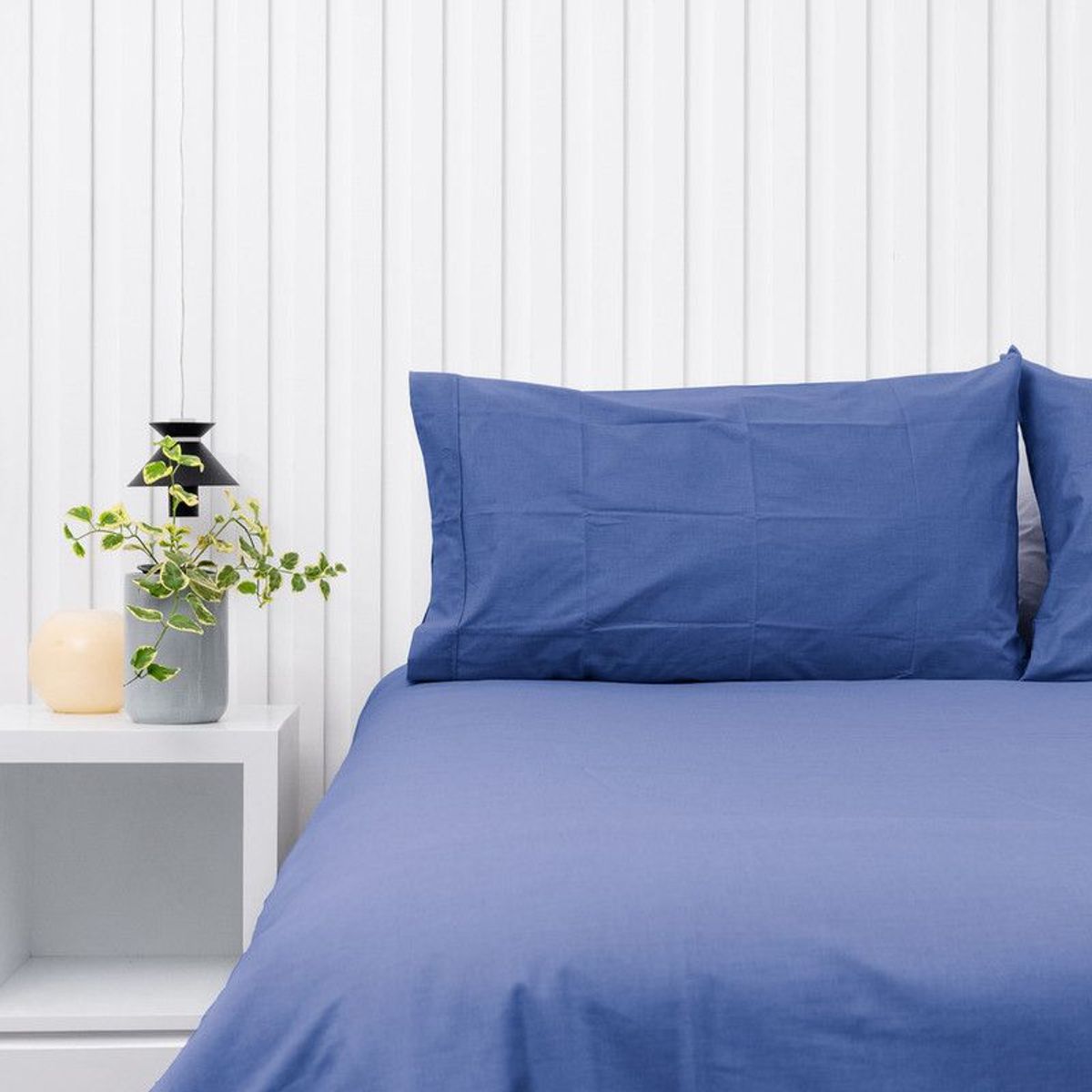 COBITEX HOME - Fundas De Almohada Lisas Azul Acero 2 Plazas 100% Algodón