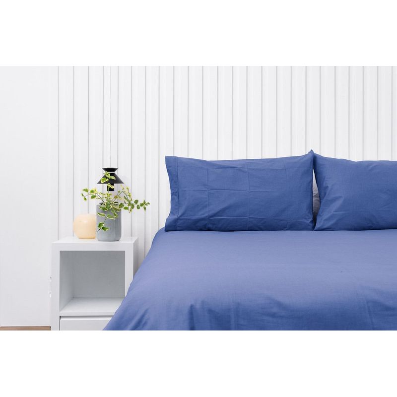 COBITEX HOME - Fundas De Almohada Lisas Azul Acero 2 Plazas 100% Algodón