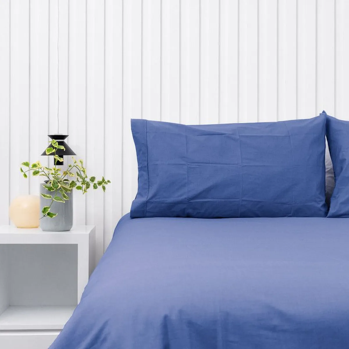 COBITEX HOME - Fundas De Almohada Lisas Azul Acero King 100 Algodón