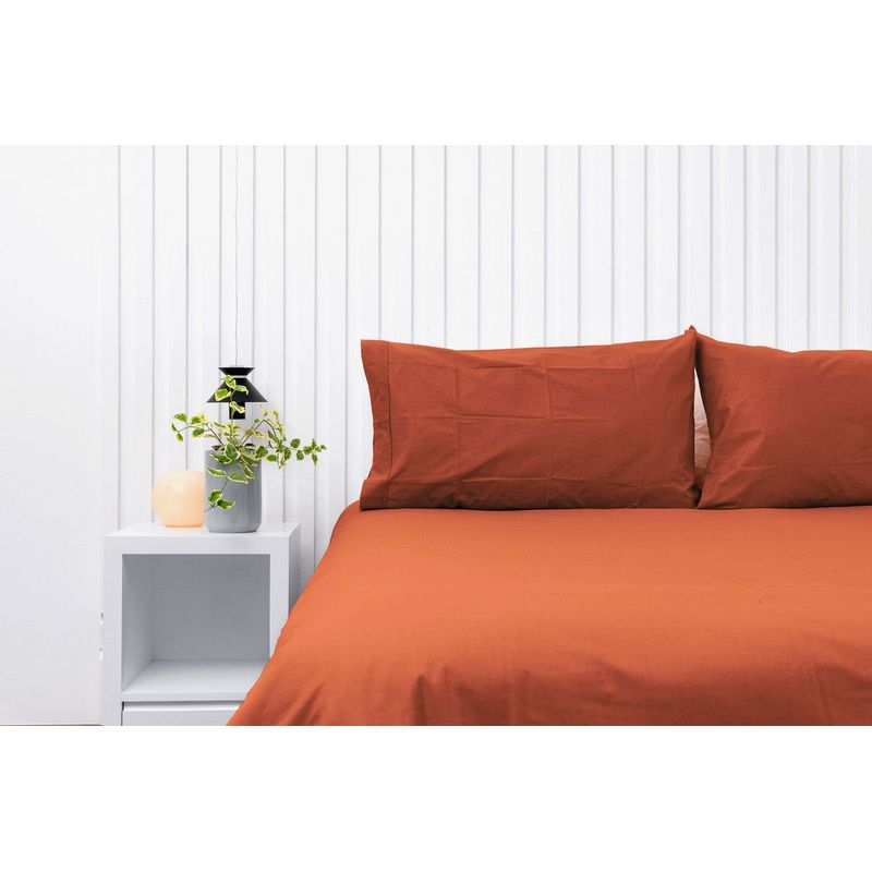 COBITEX HOME - Fundas De Almohada Lisas Ladrillo King 100 Algodón