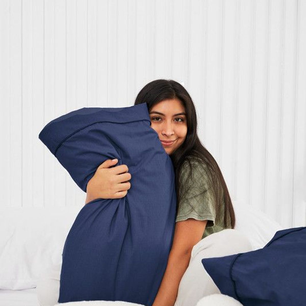 COBITEX HOME - Fundas De Almohada Lisas Azul Marino 1.5 Plazas 100% Algodón