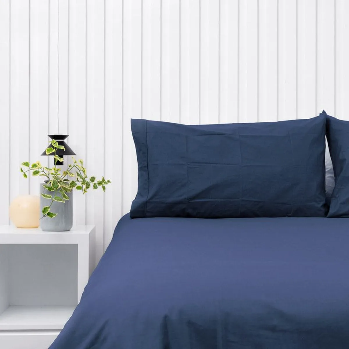 COBITEX HOME - Fundas De Almohada Lisas Azul Marino Queen 100 Algodón