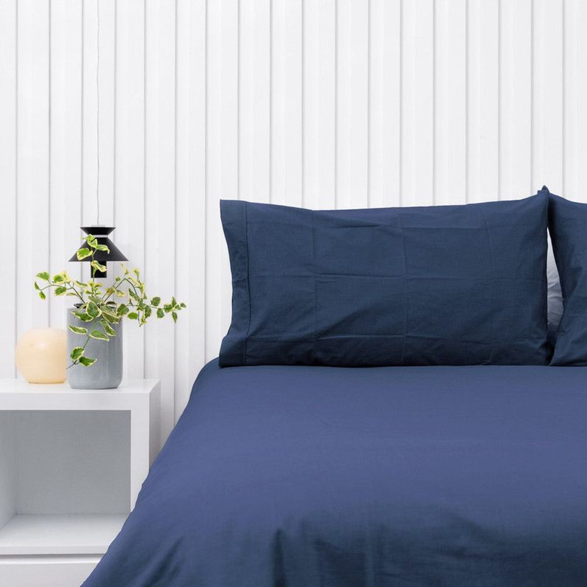 COBITEX HOME - Fundas De Almohada Lisas Azul Marino King 100 Algodón