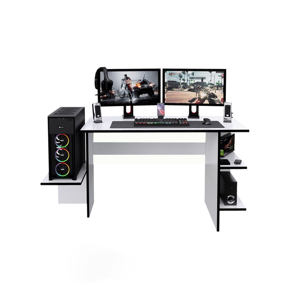 MOVENDA - Escritorio Gamer NR 09 136cm Movenda Blanco