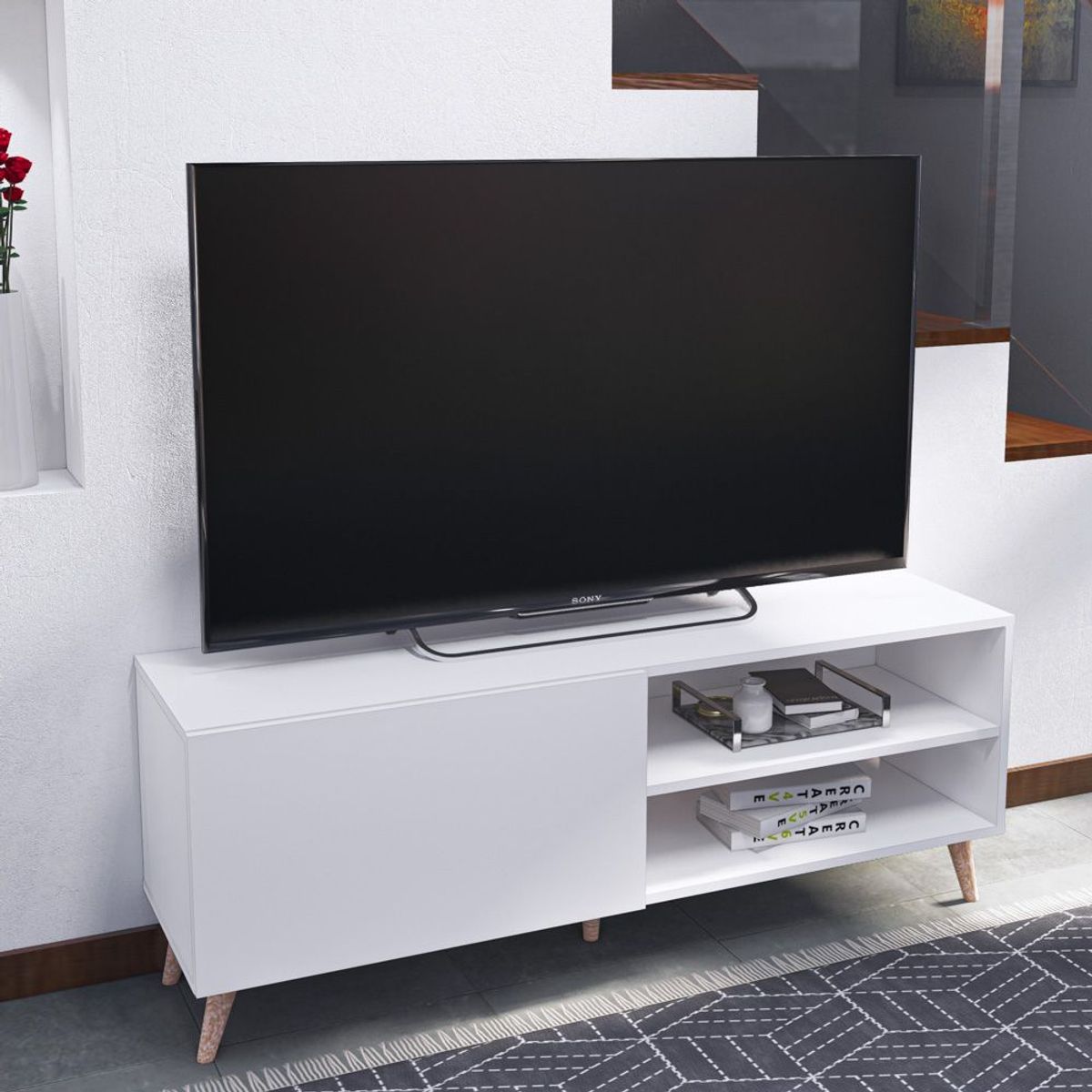 MOVENDA - Mesa de TV Harmonia 65" 1 puerta Movenda Blanco