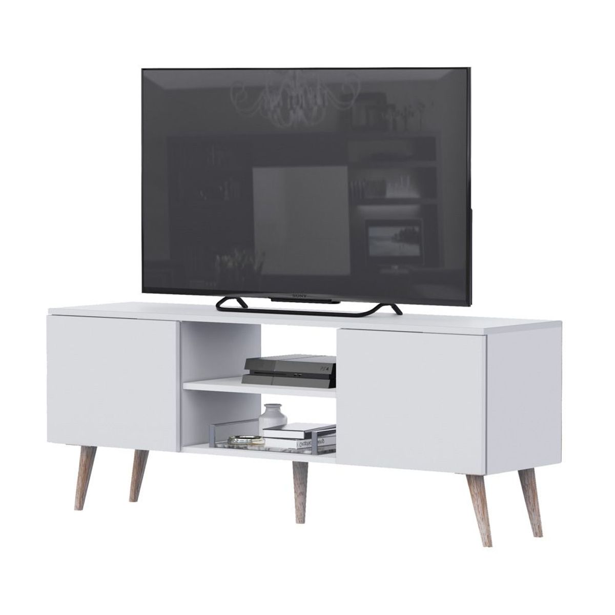 MOVENDA - Mesa de TV Roca Sales 65" 2 Puertas Movenda Blanco