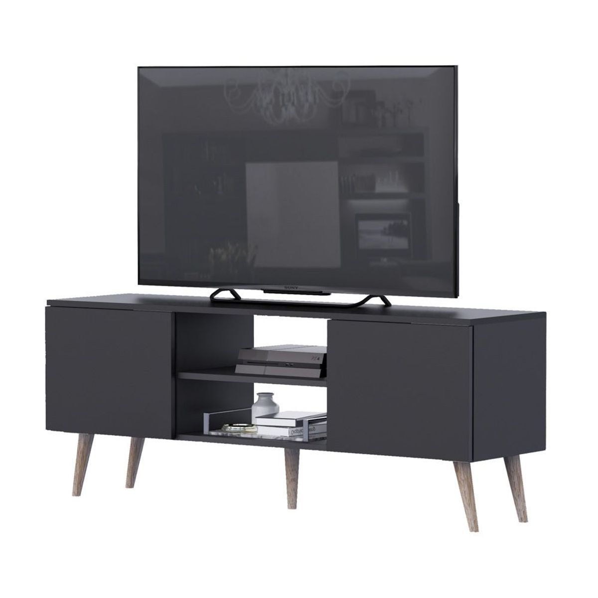 MOVENDA - Mesa de TV Roca Sales 65" 2 Puertas Movenda Negro