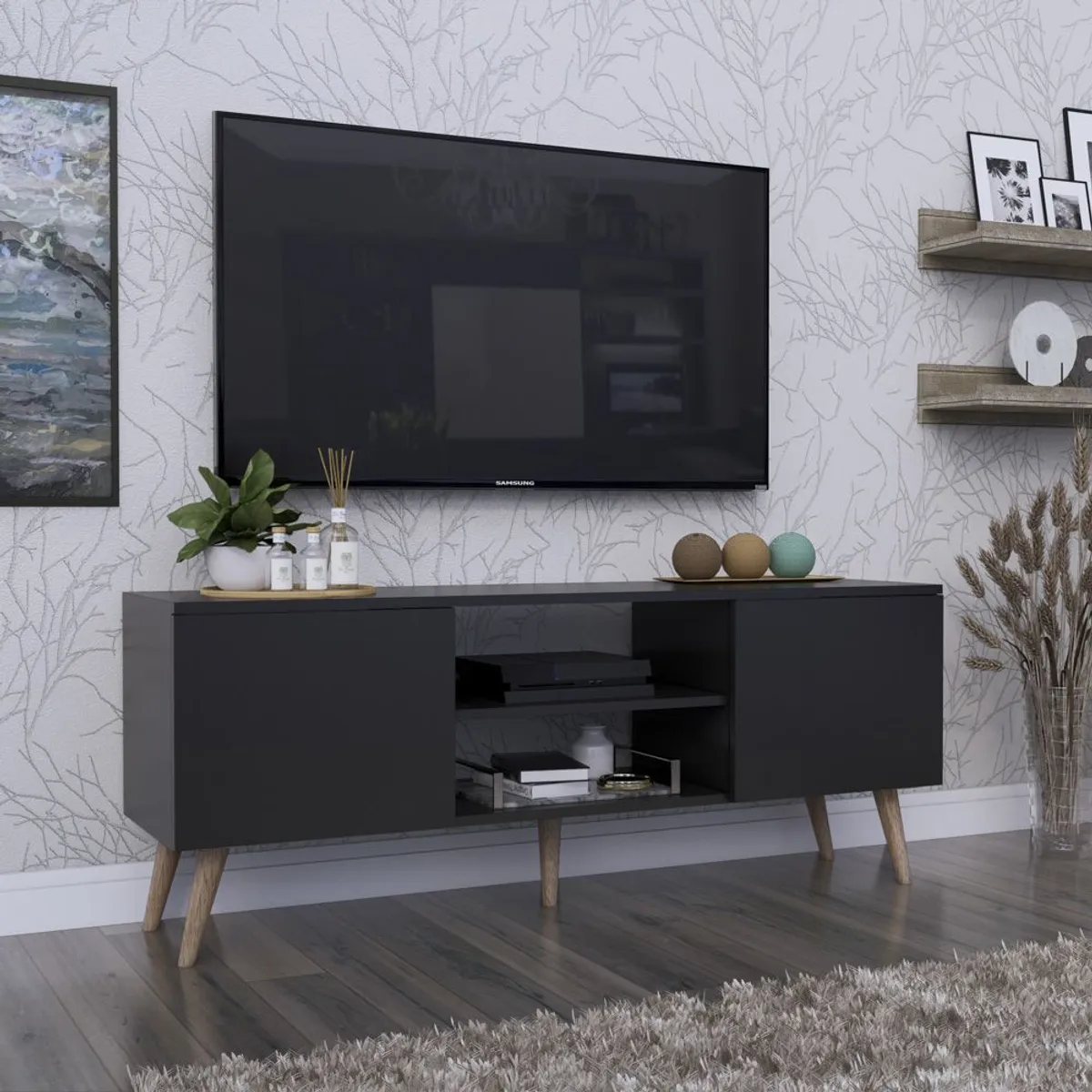 MOVENDA - Mesa de TV Roca Sales 65" 2 Puertas Movenda Negro