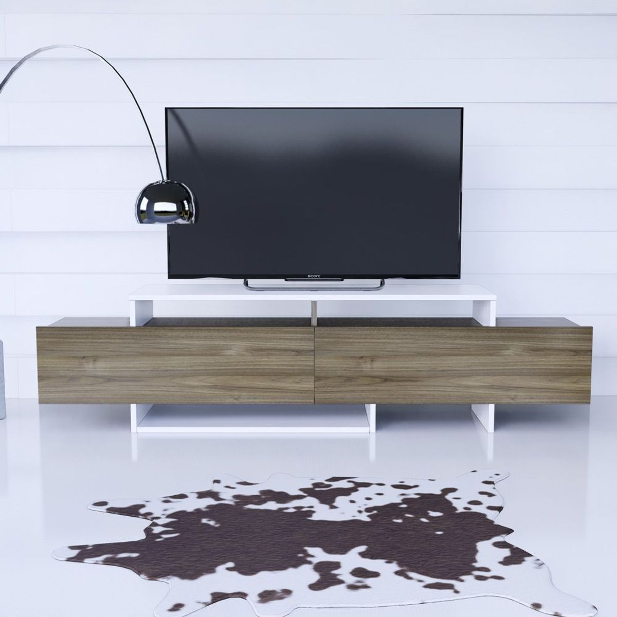 MOVENDA - Mesa de TV Porto Alegre 55" 2 Puertas Movenda Blanco con Gales