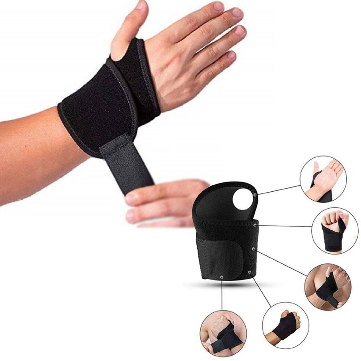 Muñequera ortopedica dedo pulgar libre y soporte muñeca, marca GENERICO - Foto 2