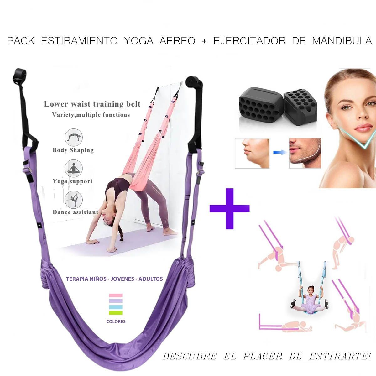 GENERICO - pack Correa estiramiento espalda yoga+mandibula