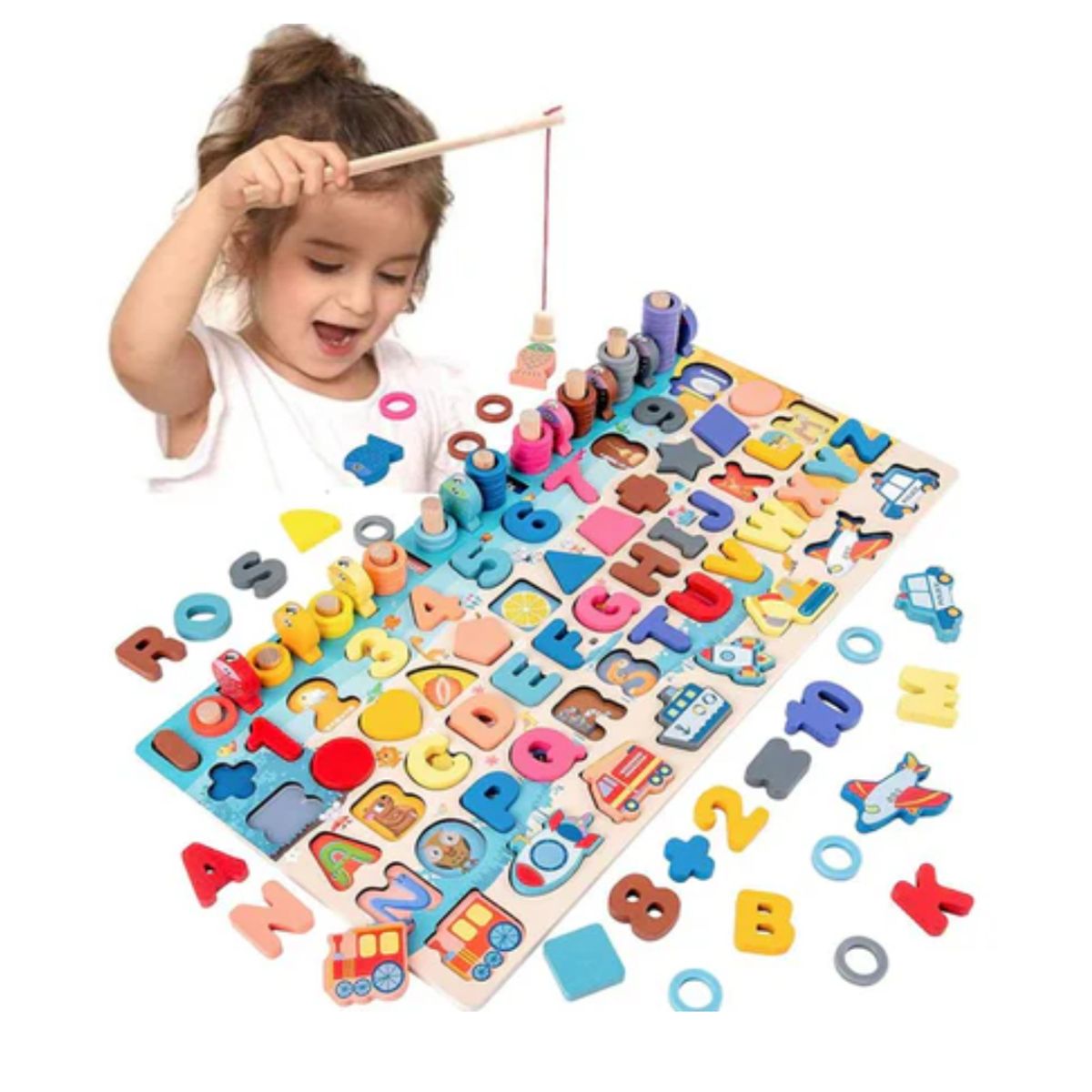 GENERICO - Rompecabeza 135 pza abecedario formas numeros aros de contar