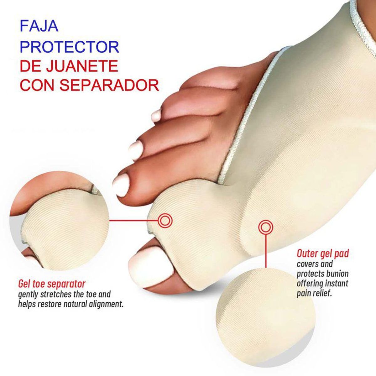 GENERICO - Corrector juanete férula ortopédica dedos torcidos punta de martillo