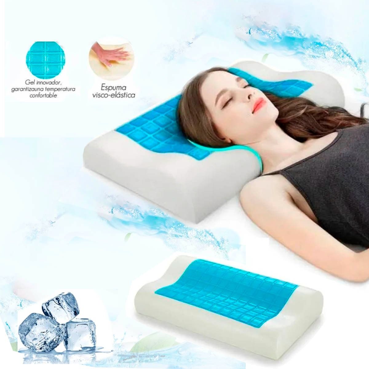 GENERICO - Almohada ortopedica memory foam con gel doble confort fresh