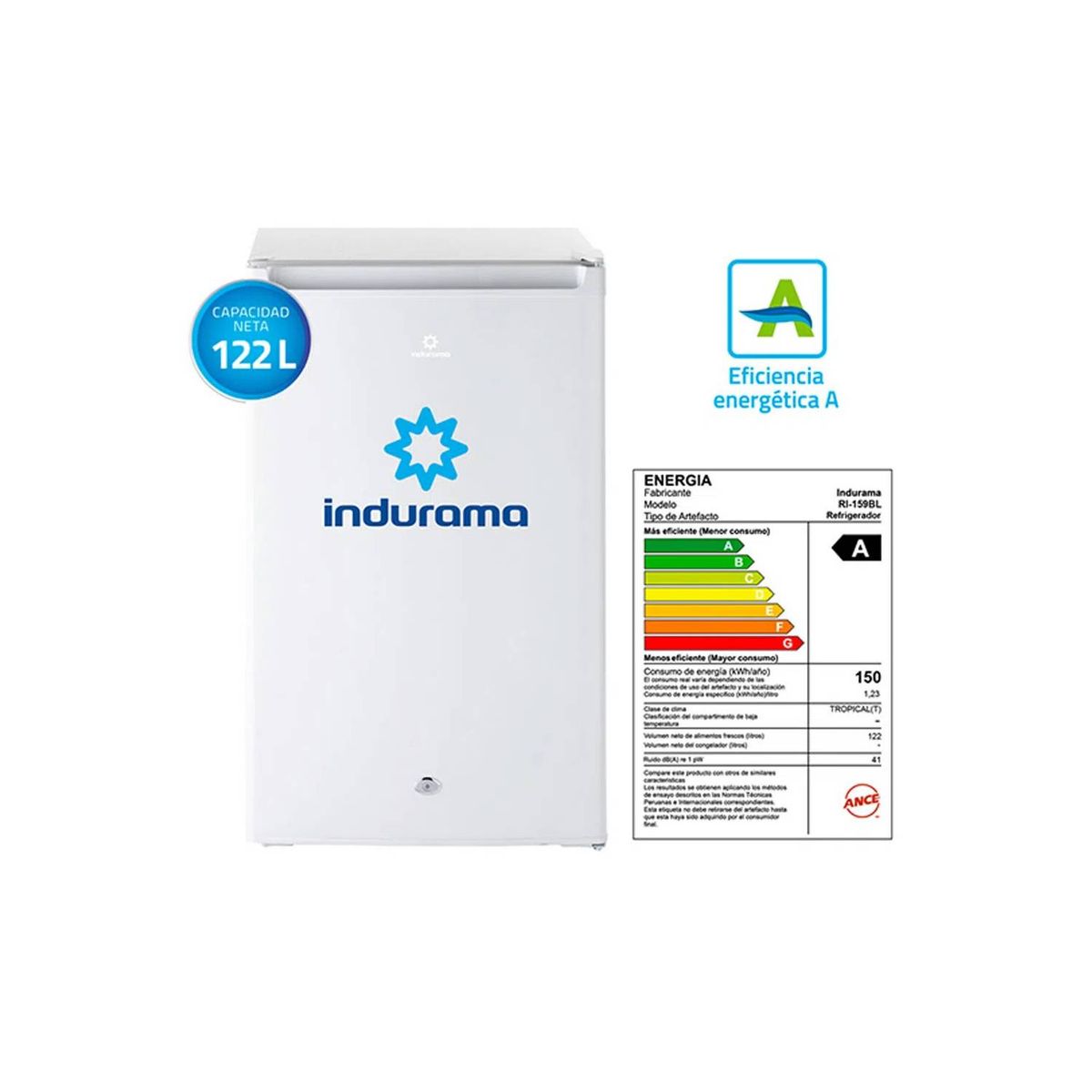 INDURAMA - Frigobar Indurama 122 Litros RI-159BL