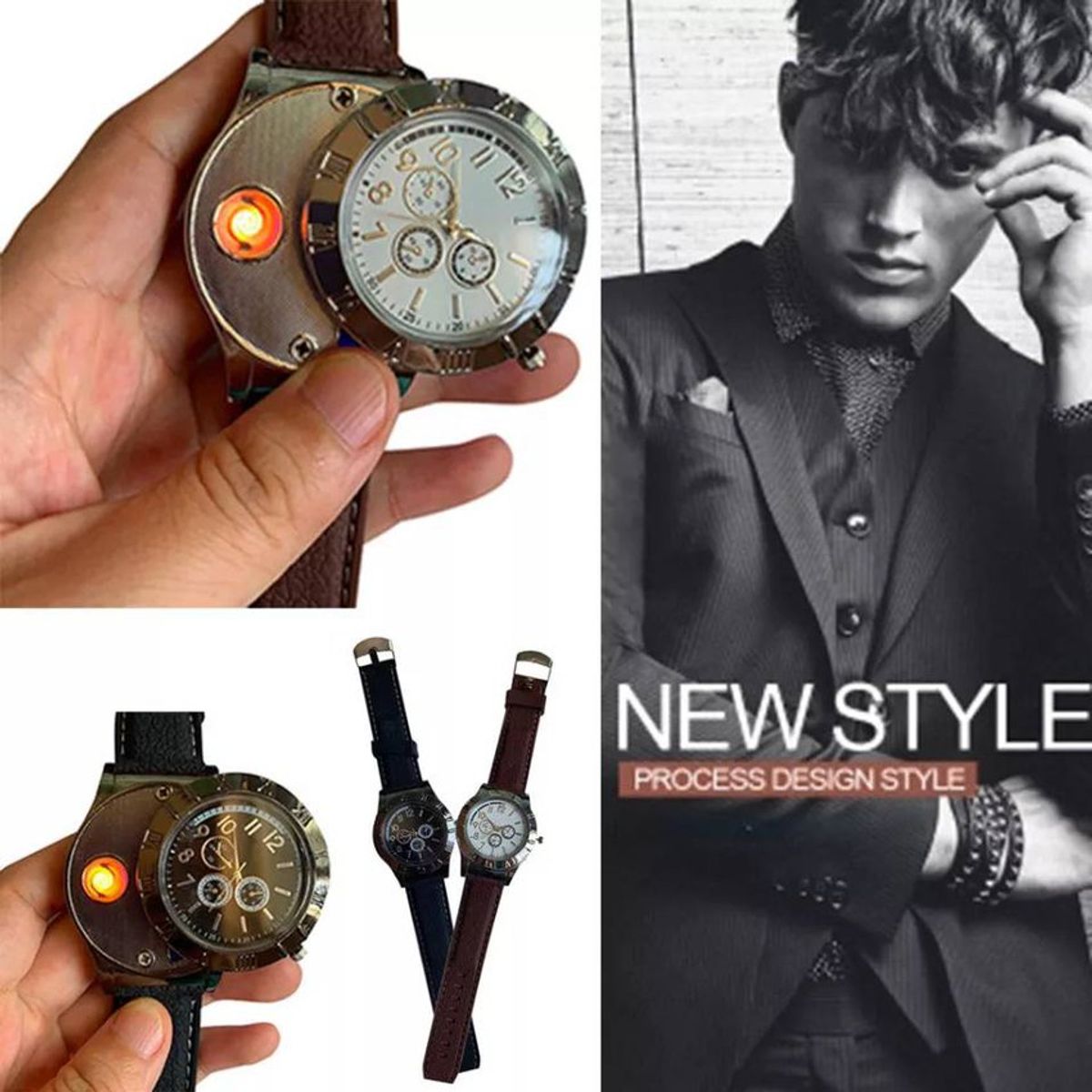 GENERICO - Reloj encendedor electronico recargable NEGRO