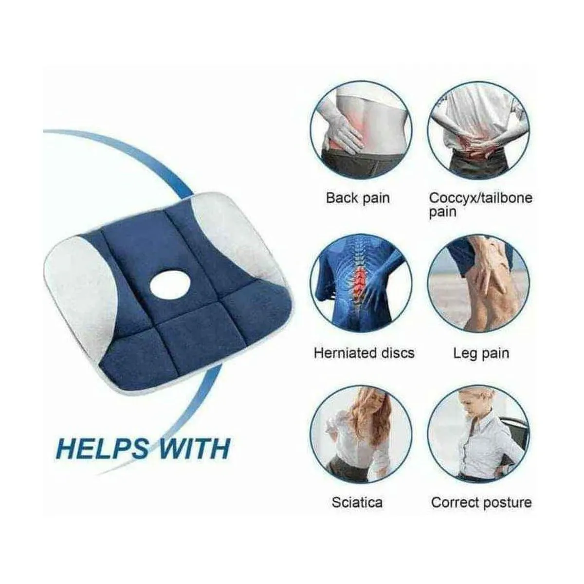 GENERICO - Asiento para coxis cojín oficina auto hogar ortopédico