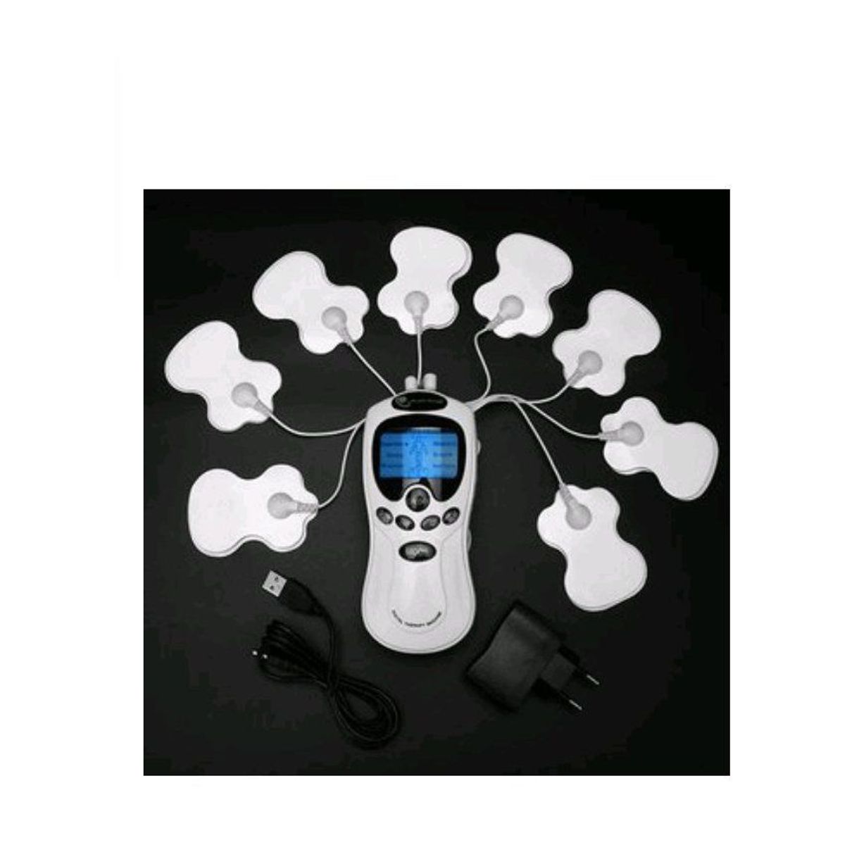 GENERICO - Electro estimulador masajeador 2 entradas 8 electrod pads