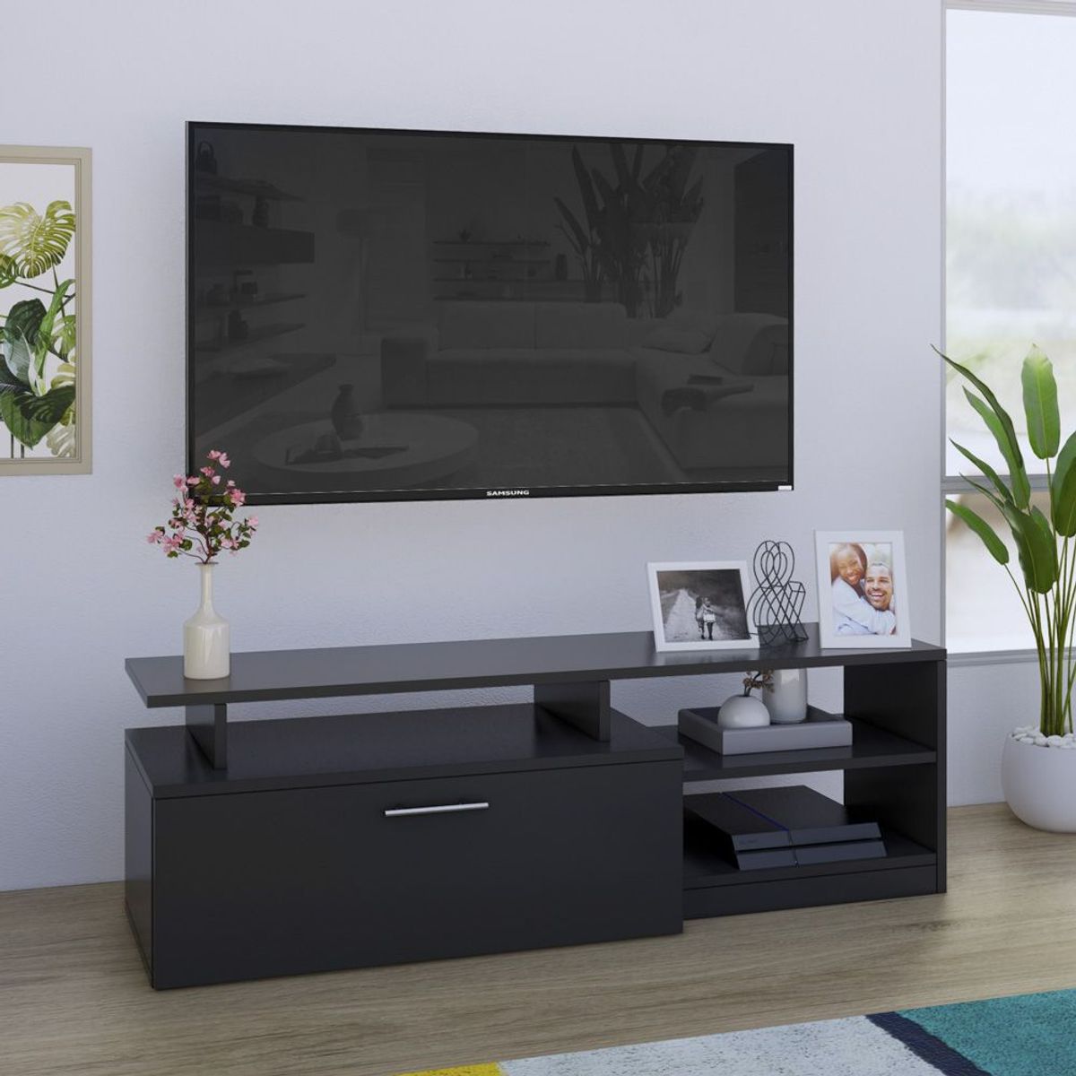 MOVENDA - Mesa de TV Canoas 55" 1 Puerta Movenda Negro