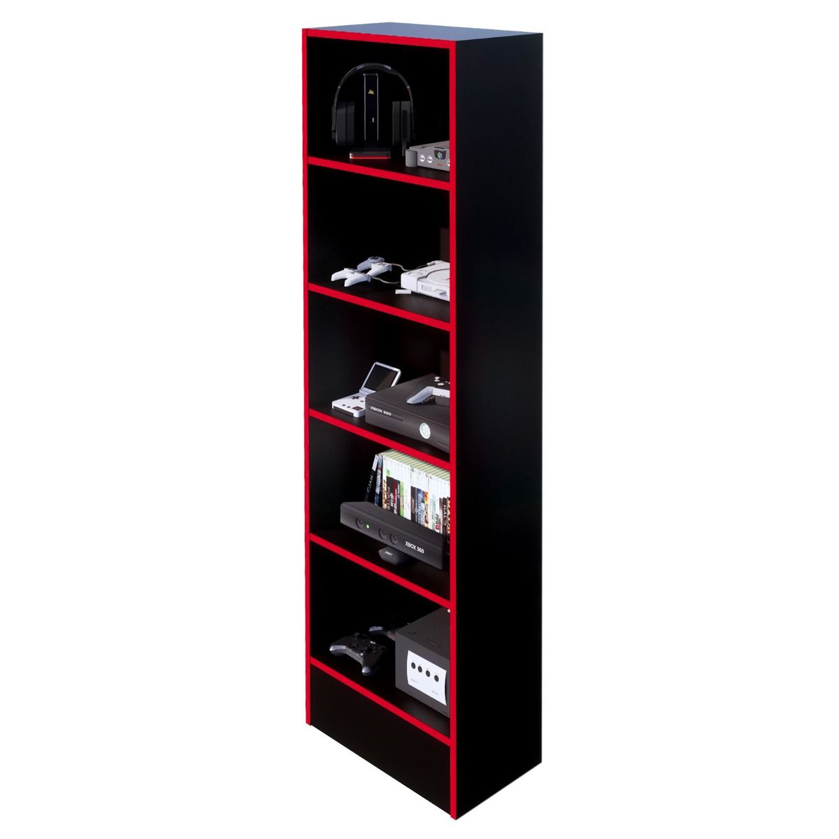 MOVENDA - Estante Gamer NR 01 177x52cm Negro/ Rojo