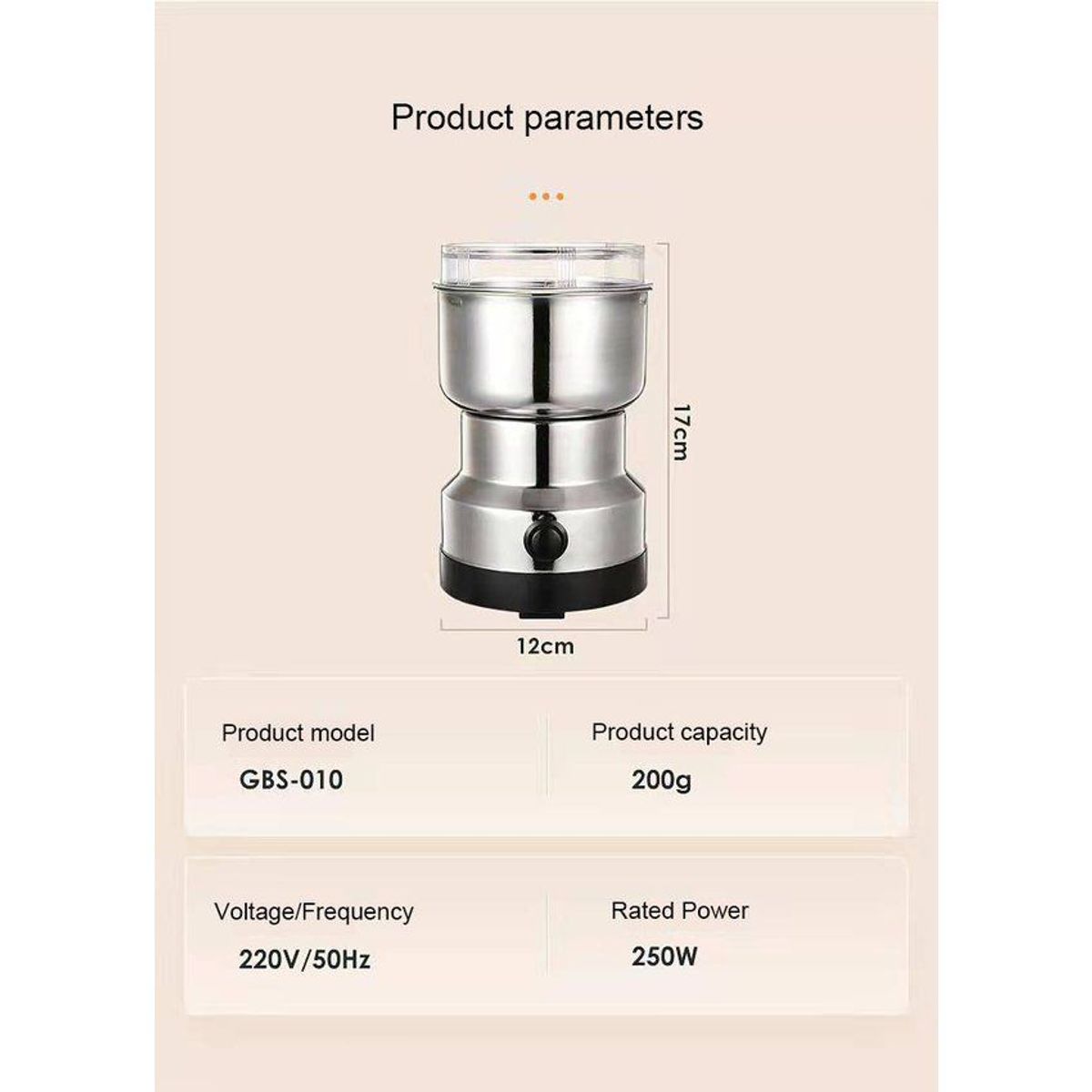 GENERICO - Molinillo eléctrico de 150watts 300ml 4 aspas granos