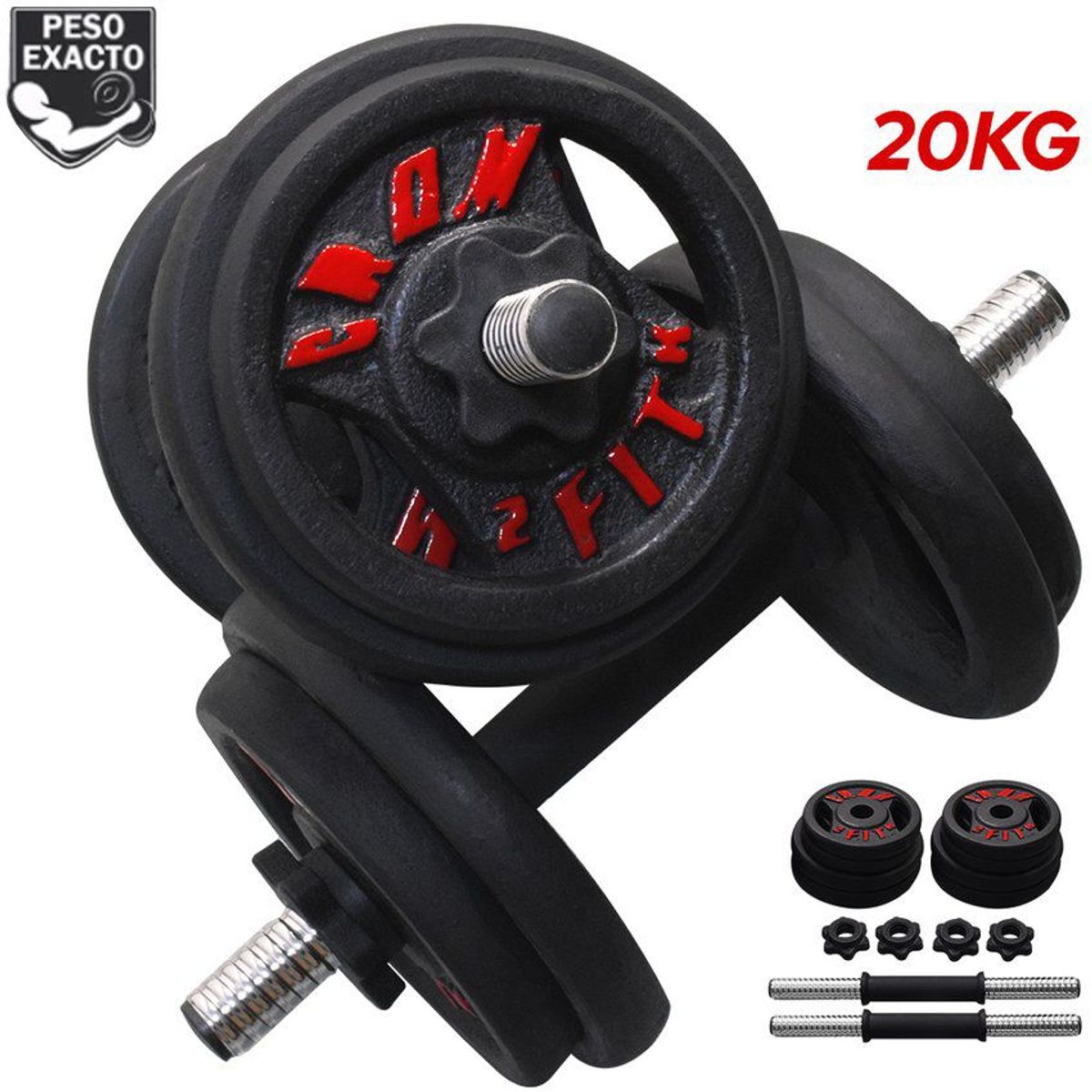 GENERICO - Set Pesas 20Kg Regulable Manubrio Barra