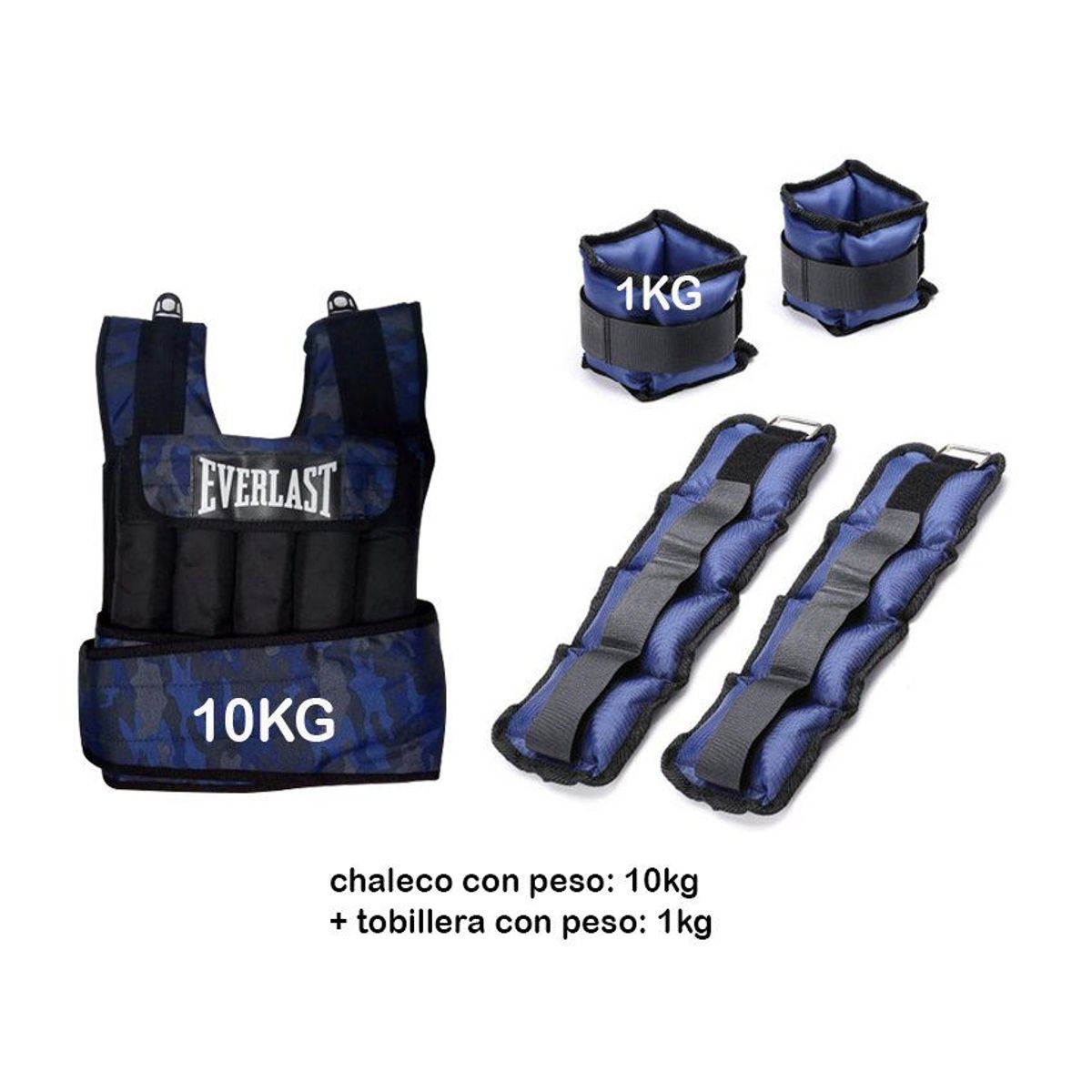 HOLGU - Chaleco De Peso 10kg Color variado +  Tobillera Con Peso 1kg