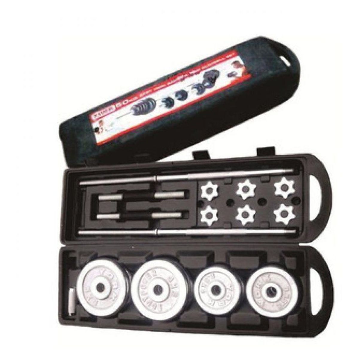 HOLGU - Set de pesas de 50kg - cromadas barra de 150cm