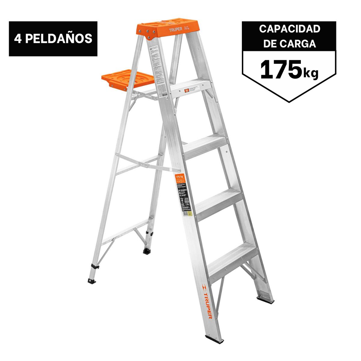 TRUPER - Escalera Tijera 4 Peldaños Capacidad De Carga 175 Kg Truper