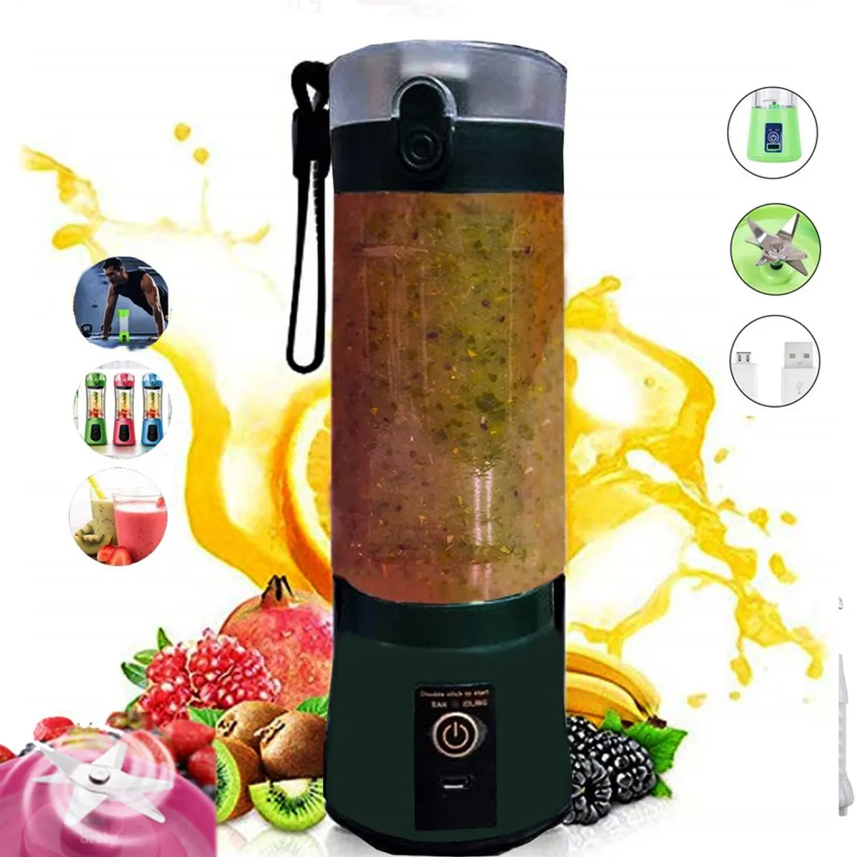 GENERICO - Licuadora portátil 6 aspas color ROSA