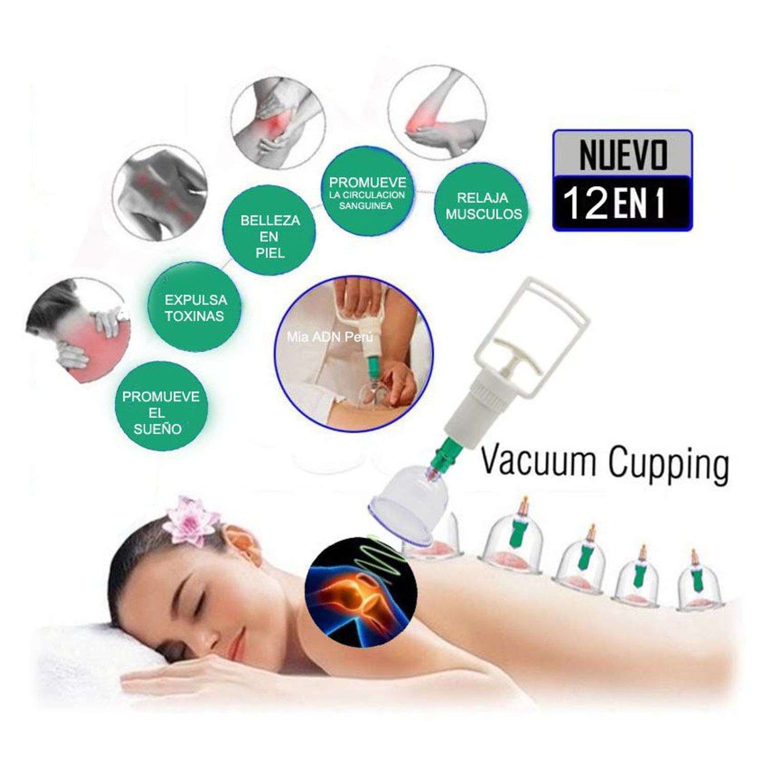 Ventosas para masajes tipo acunpuntura kit 12 piezas GENERICO