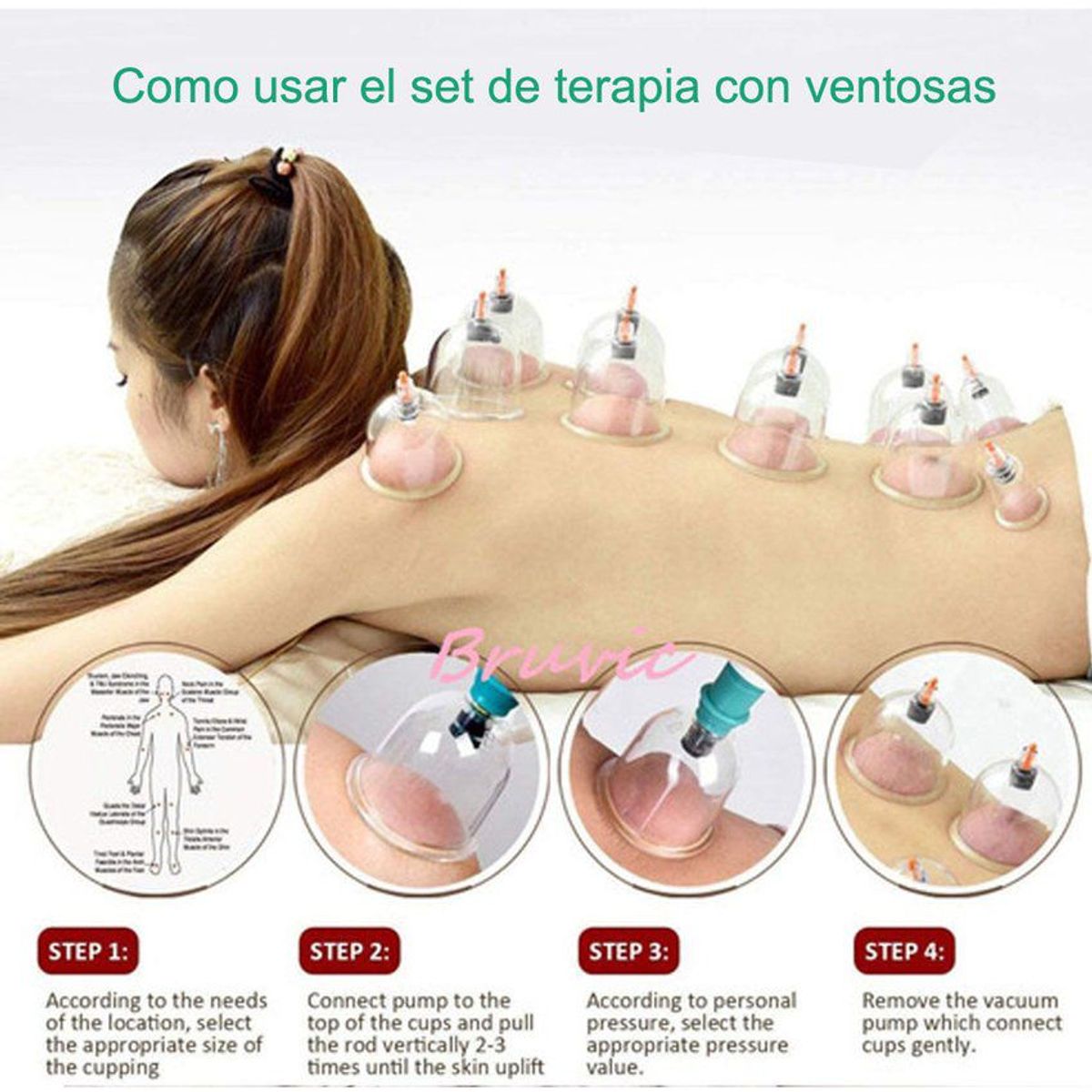 GENERICO - Ventosas para masajes tipo acunpuntura kit 12 piezas