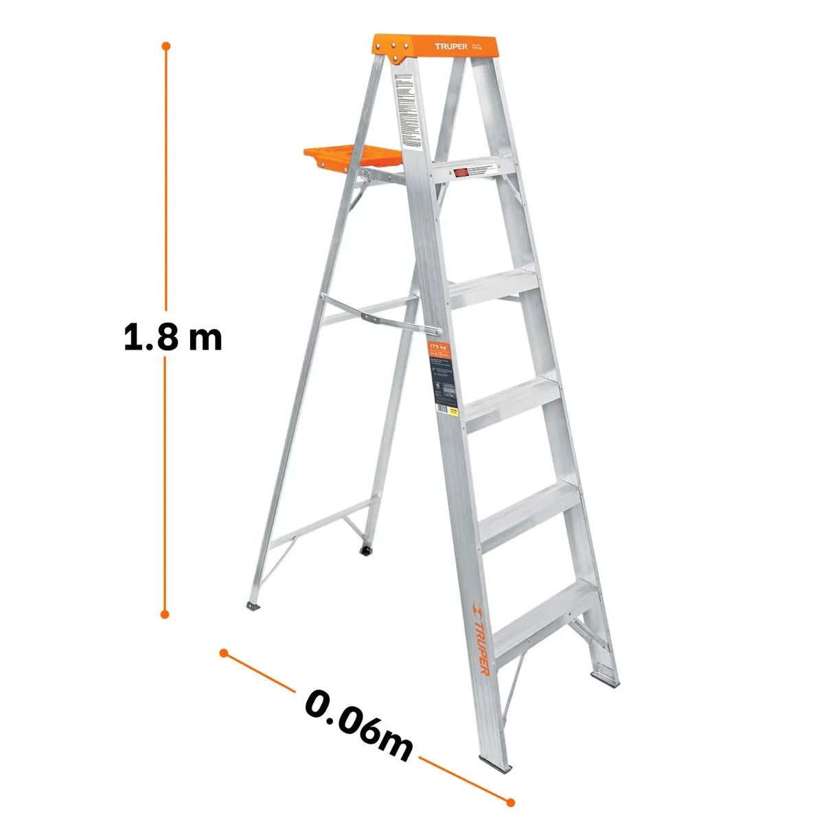 TRUPER - Escalera tipo tijera 5 peldaños soporta 175Kg Truper