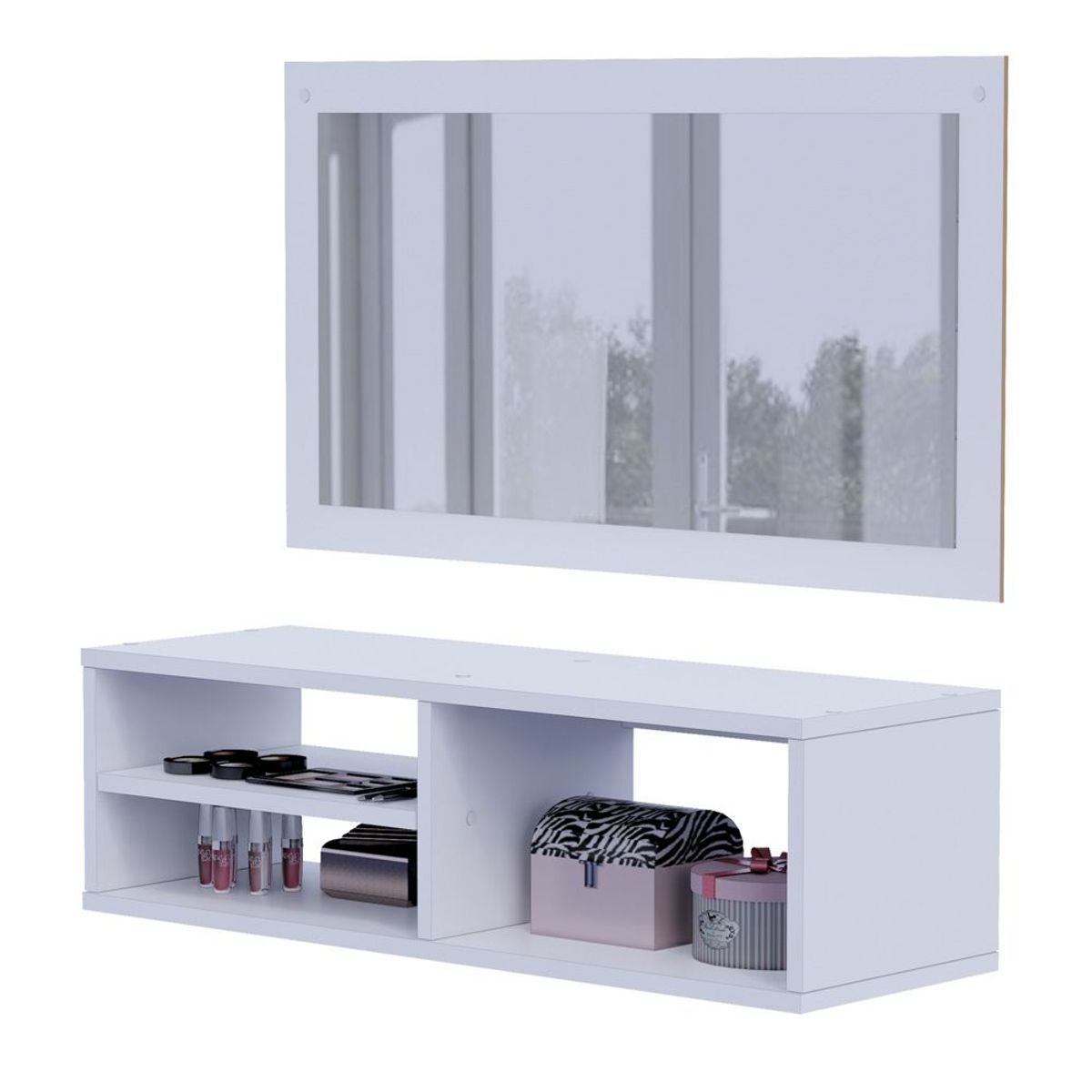 MOVENDA - Tocador Empotrable Jade con Espejo Movenda Blanco