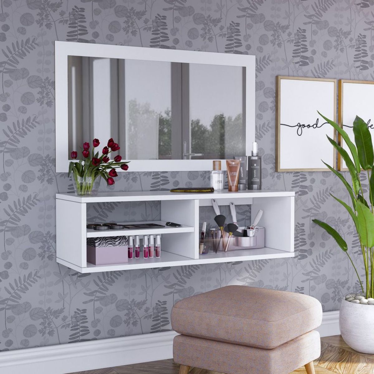 MOVENDA - Tocador Empotrable Jade con Espejo Movenda Blanco