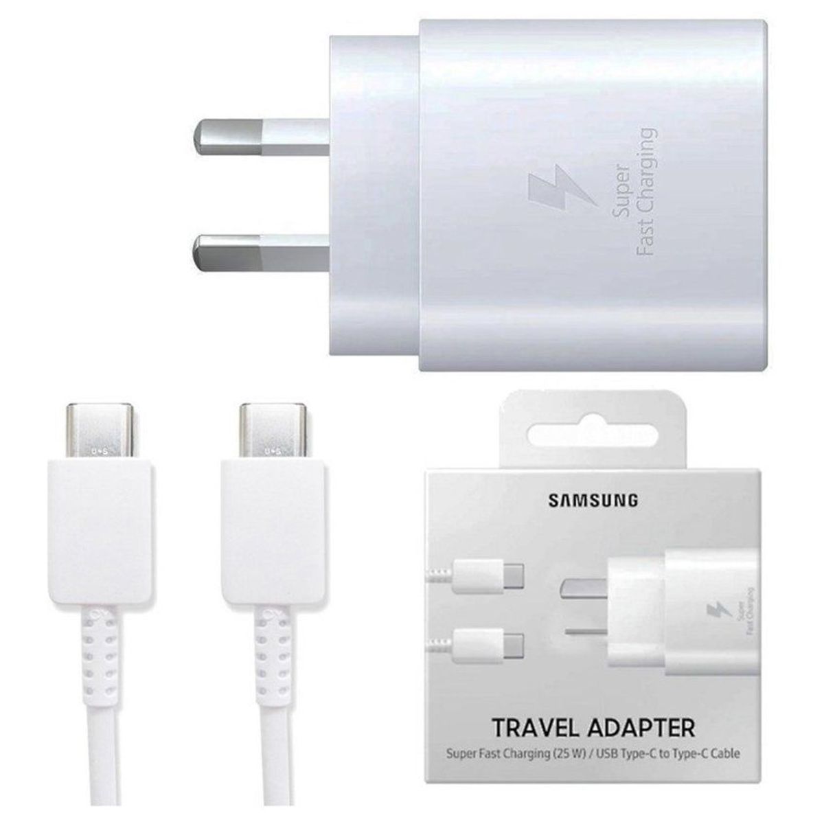 GENERICO - Cargador 25w Carga Rápida para Samsung A33 A53 A73 Blanco
