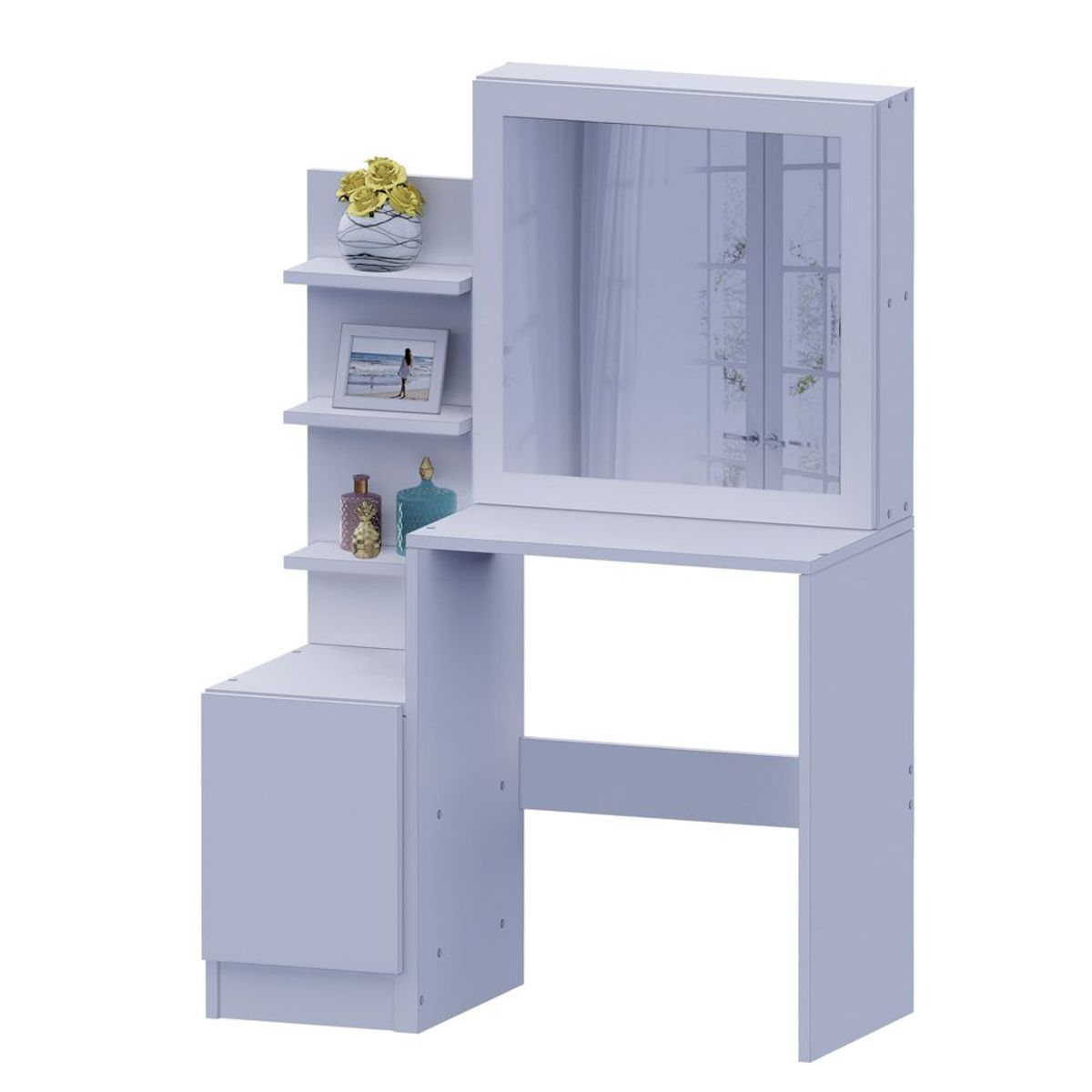 MOVENDA - Tocador Rubi con Espejo 1 Puerta Movenda Blanco