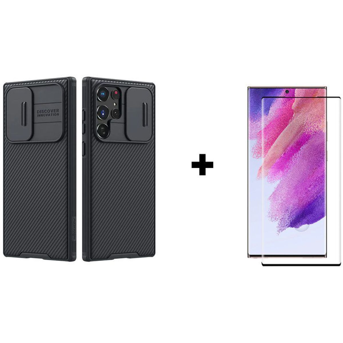 NILLKIN - Case Funda Nillkin Camshield Samsung Galaxy S22 Ultra Vidrio Templado