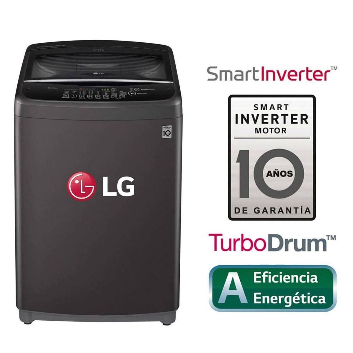 LG - Lavadora LG Carga Superior Smart Inverter 13 Kg WT13BSB - Negro Claro