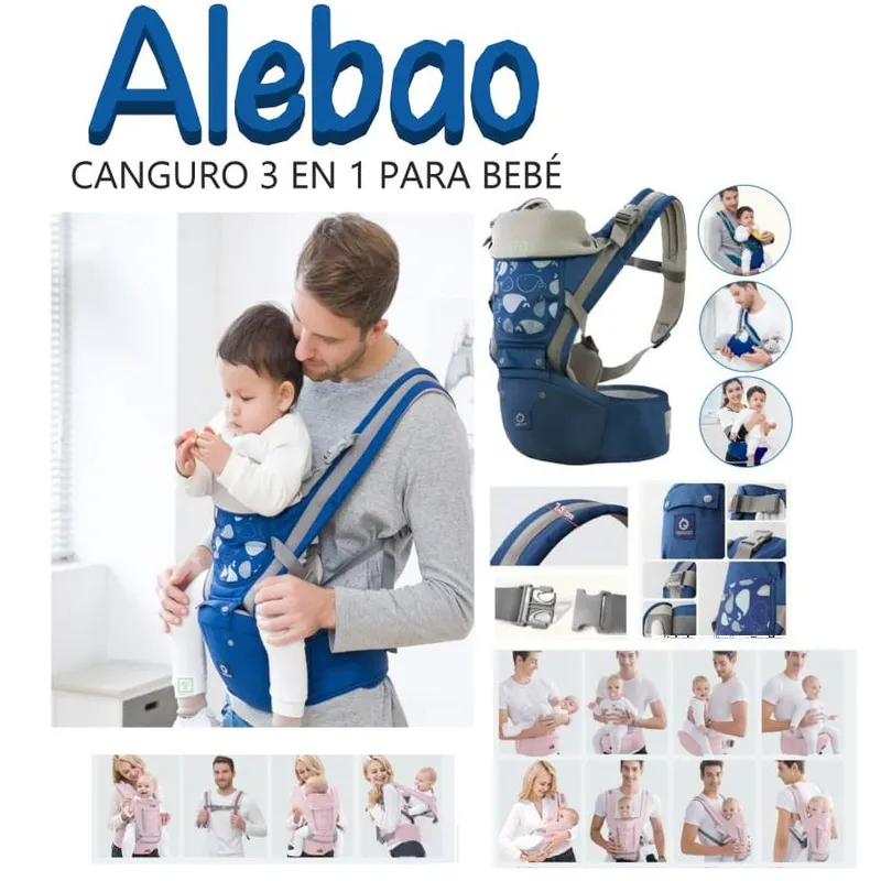 GENERICO - Canguro ergonómico 3 en 1 ballena azul
