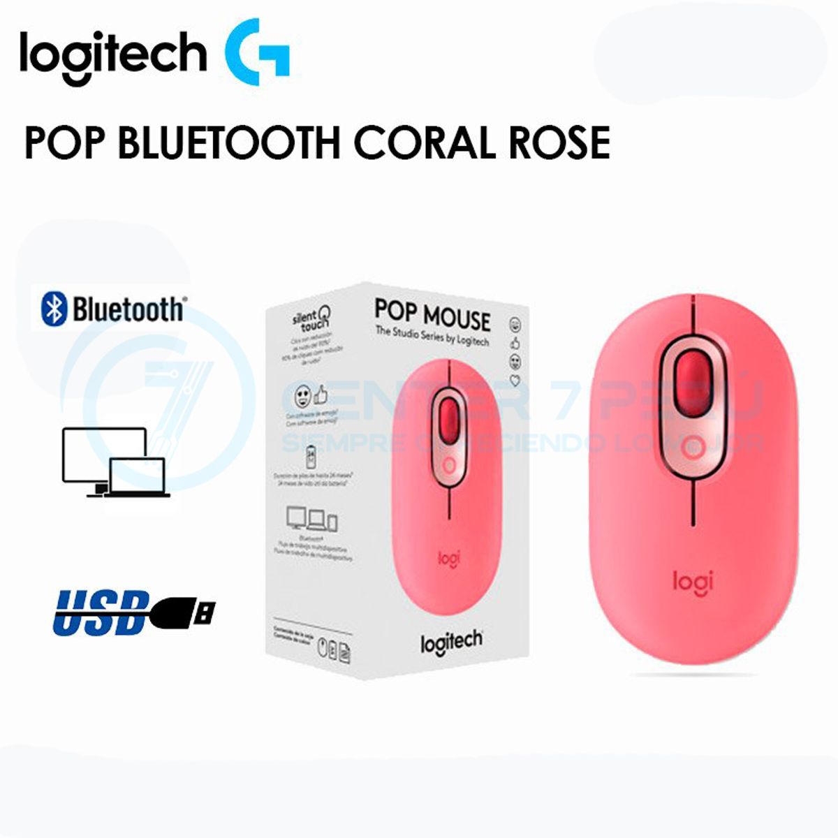 LOGITECH - MOUSE LOGITECH POP BLUETOOTH CORAL ROSE