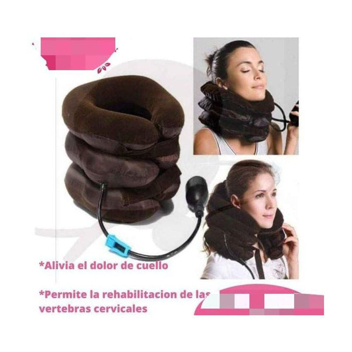 GENERICO - Collarin cervical de aire con bombilla regulador soporte de vertebra
