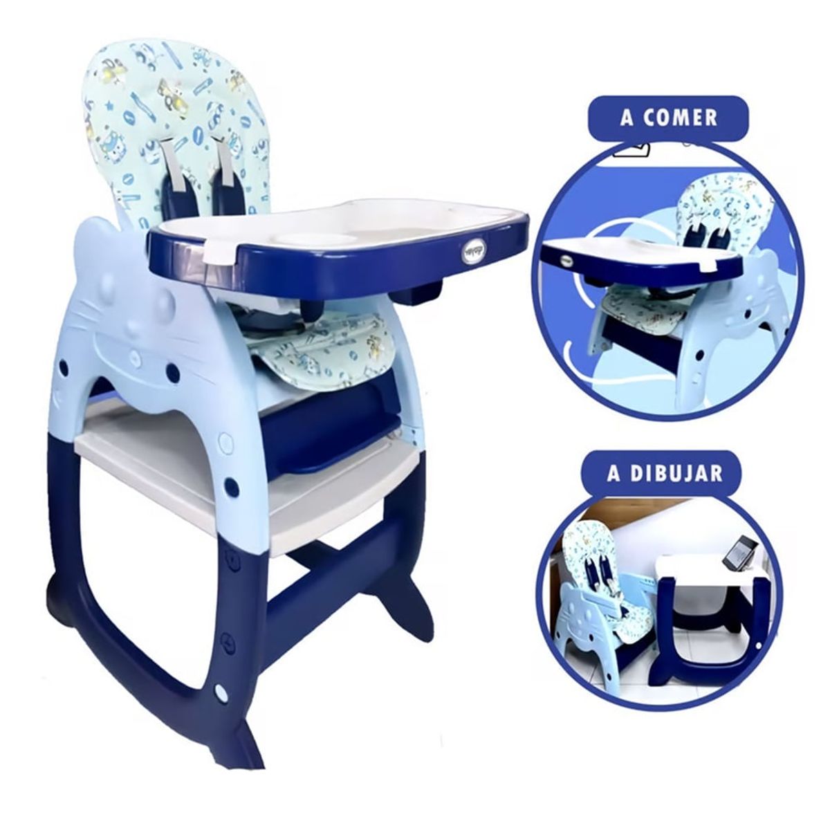 VOYAGE - Sillad de Comer panda azul 2 niveles con plato