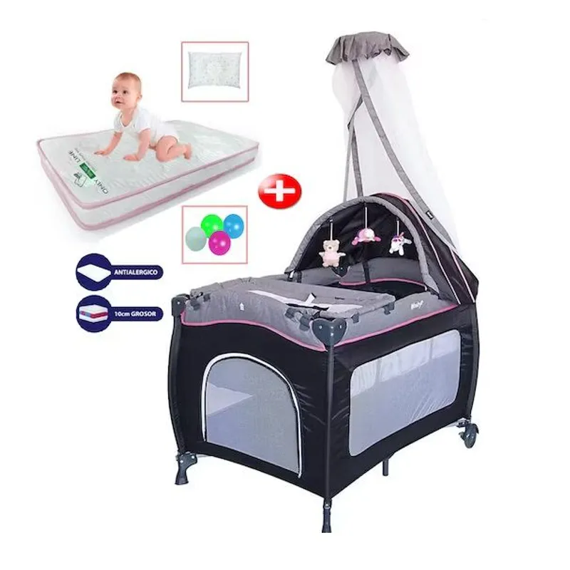 EBABY - Cuna corral mecedora sally 716 + colchón de 4"
