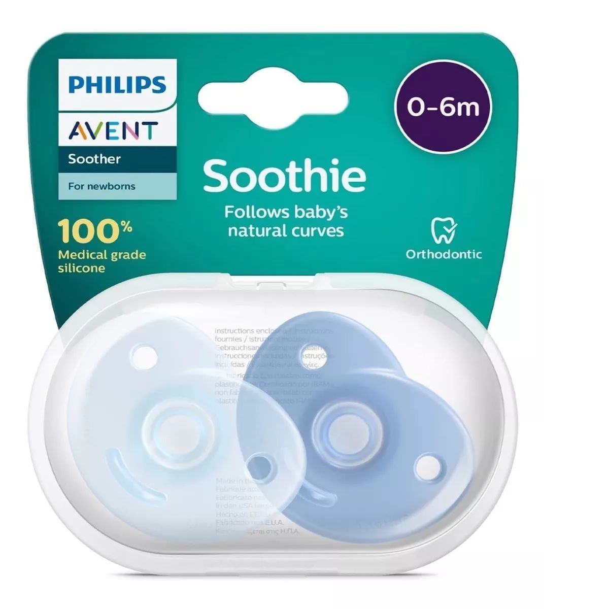 AVENT - Chupones Avent De Silicona De 0 A 6 Meses Niño Pack 2 Uni