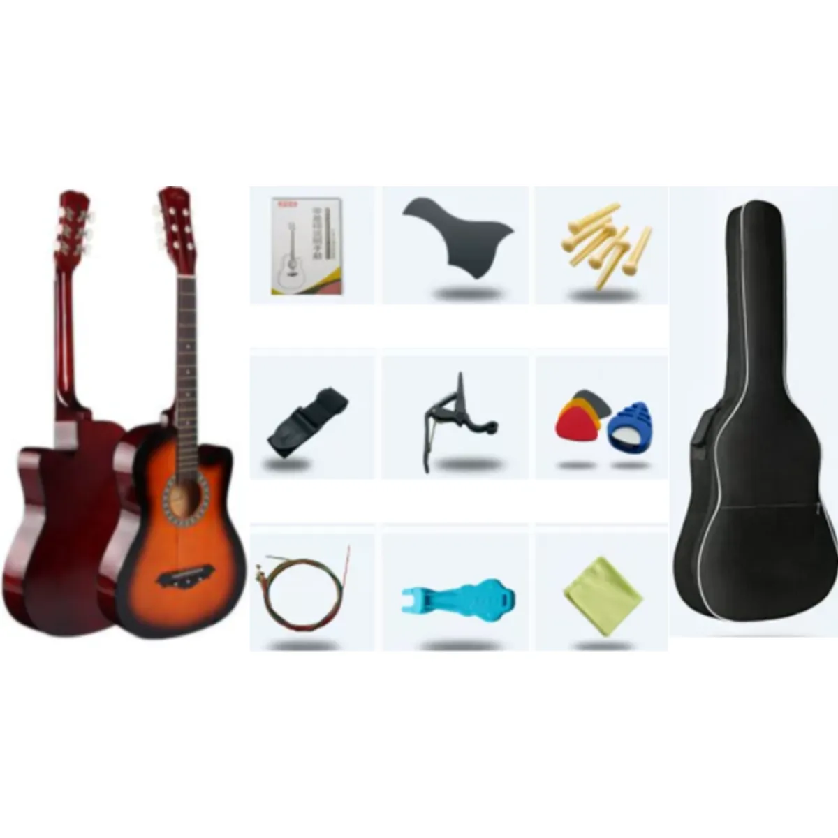 GENERICO - KIT DE GUITARRA COLOR SUNSET ACUSTICA CON ACCESORIOS