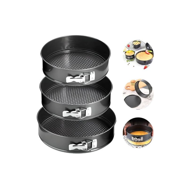 GENERICO - Set de 3 Moldes de Repostería para Keke antiadherente de 3 PCS