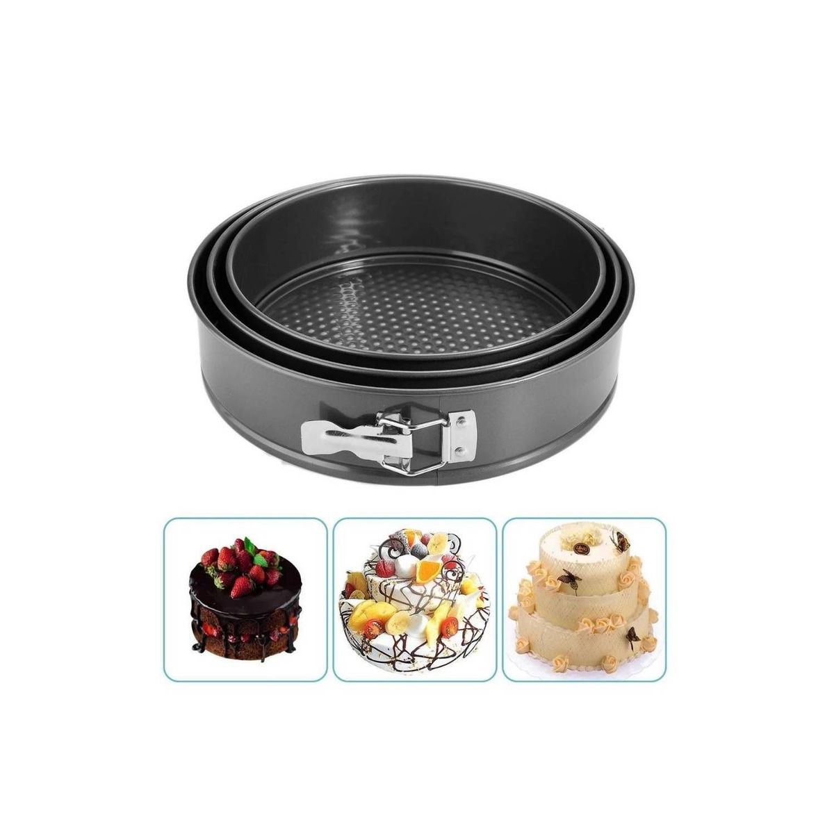 GENERICO - Set de 3 Moldes de Repostería para Keke antiadherente de 3 PCS