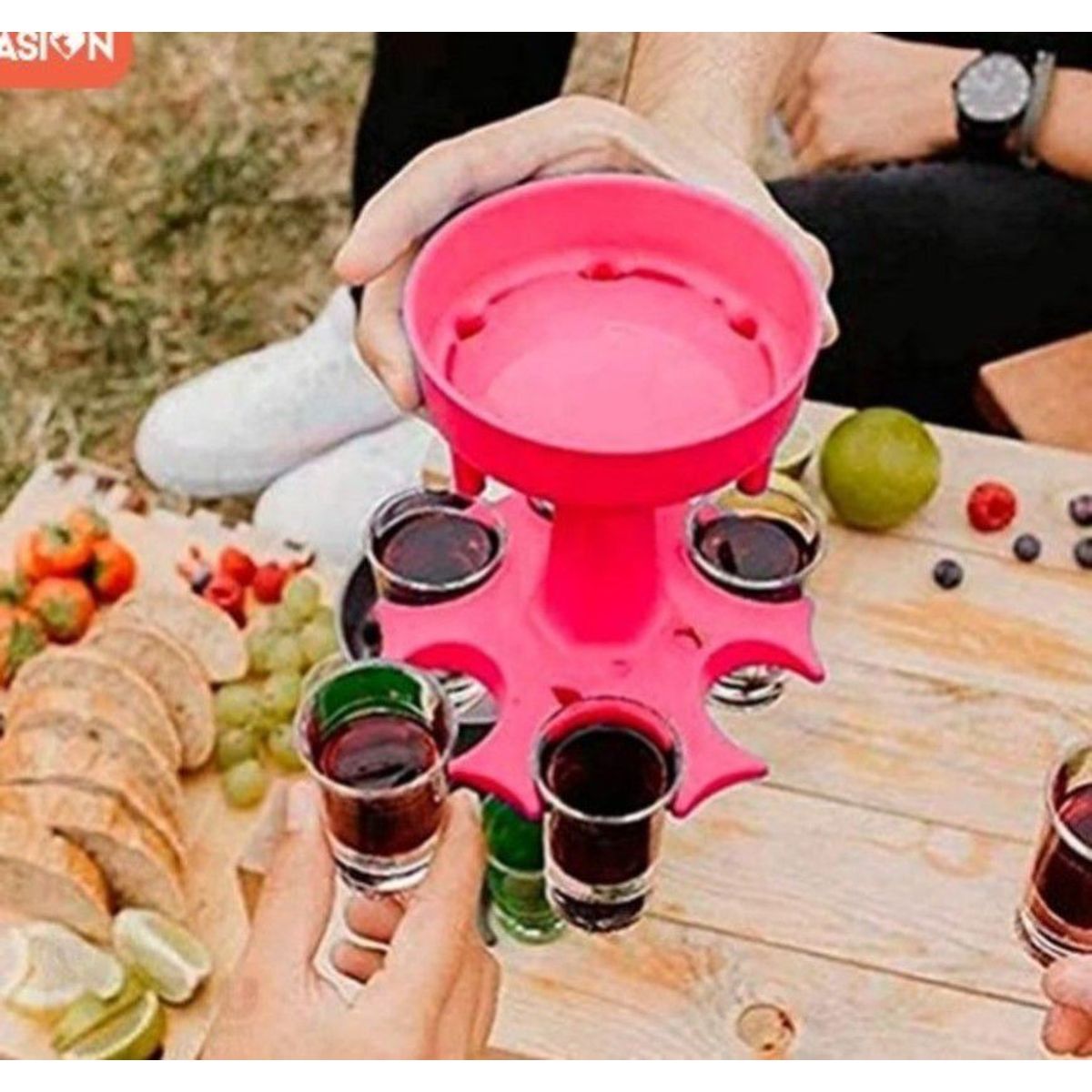 GENERICO - Dispensador shots de tragos + 6 vasitos de  acrilico de calidad