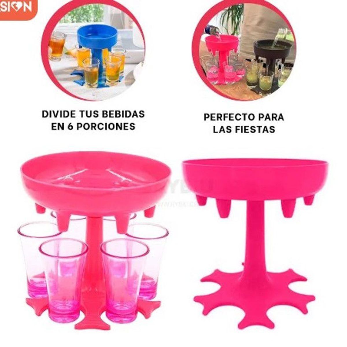 GENERICO - Dispensador shots de tragos + 6 vasitos de  acrilico de calidad